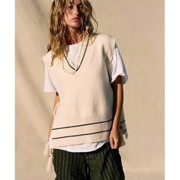 Free People All Star Stripe Poncho Vest - Picture 1 of 6
